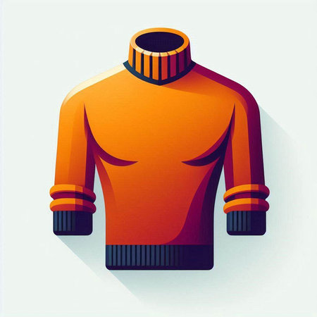 Orange sweater with long shadow on white background. Vector illustration. Eps 10.のイラスト素材