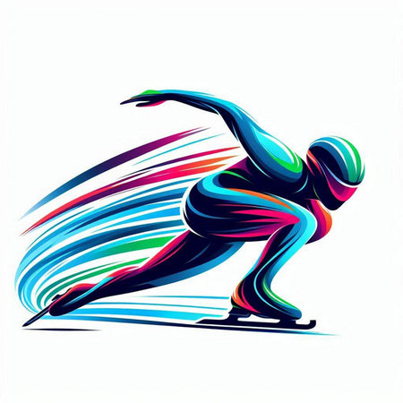 Figure Skating sport colorful abstract vector illustration on white background with space for textのイラスト素材