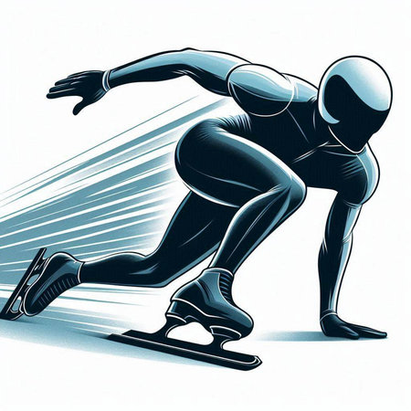 Speed Skating - Sport Illustration of a Skier in Actionのイラスト素材