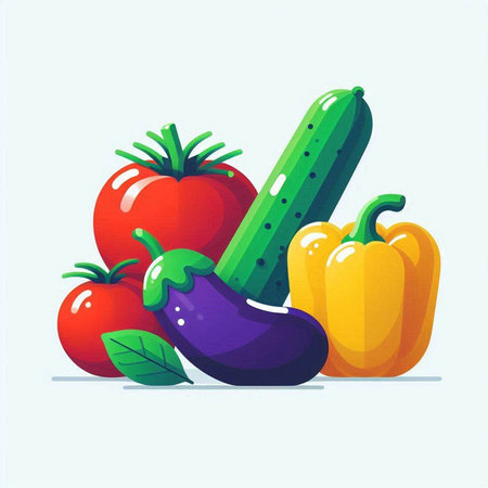 Vegetables on a light background. Vector illustration in cartoon style.のイラスト素材