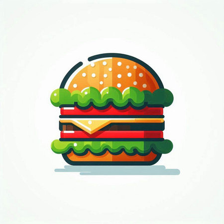 Hamburger vector icon. Fast food illustration. Burger icon.のイラスト素材