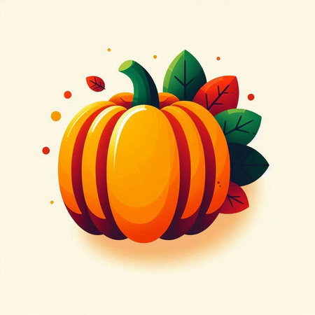 Pumpkin vector illustration. Autumn background with pumpkins and leaves.のイラスト素材