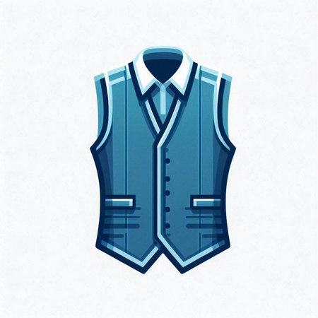 Illustration of a blue waistcoat isolated on a white background.のイラスト素材