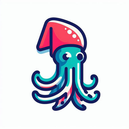 Octopus icon. Vector illustration isolated on white background. Cartoon style.のイラスト素材