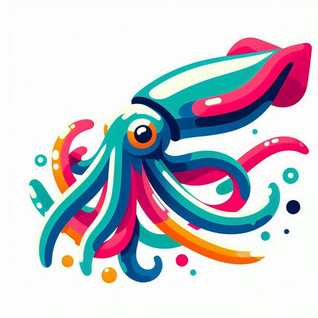Colorful octopus isolated on a white background. Vector illustration.のイラスト素材