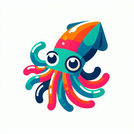Cute cartoon octopus in a cap. Vector illustration isolated on white background.のイラスト素材