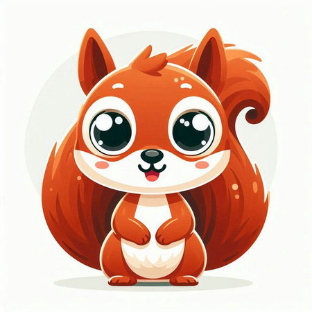 Cute cartoon squirrel. Vector illustration isolated on a white background.のイラスト素材