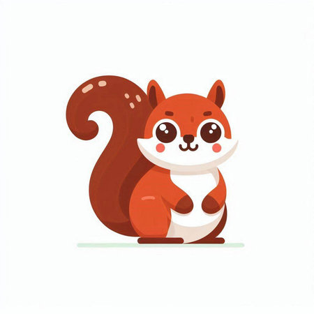 Cute cartoon squirrel on a white background. Vector illustration in a flat styleのイラスト素材
