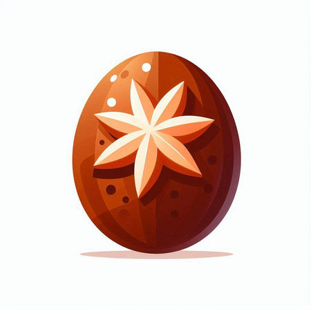Illustration of a chocolate egg with star anise on a white backgroundのイラスト素材