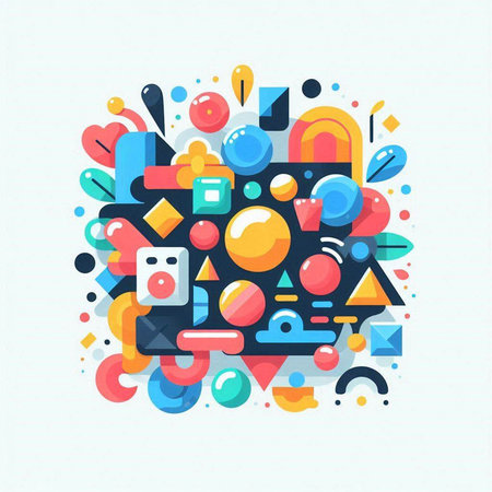 Abstract colorful background with geometric shapes. Vector illustration for your design.のイラスト素材