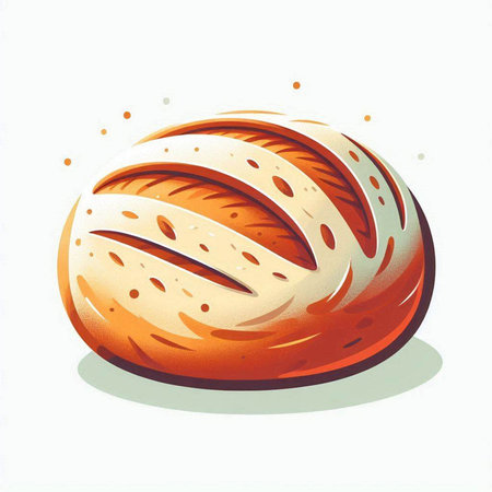 Illustration of a freshly baked loaf of bread on a white backgroundのイラスト素材