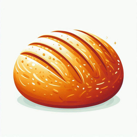Illustration of a loaf of bread isolated on a white background.のイラスト素材