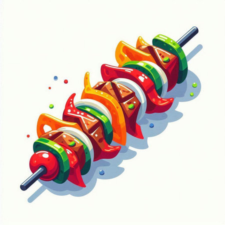 Shish kebab on a skewer. Vector illustration.のイラスト素材