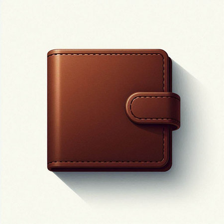 Brown leather wallet on white background. Vector illustration. Eps 10.のイラスト素材