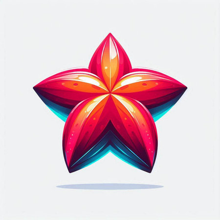 Vector illustration of stylized colorful star fruit on white background. Isolated.のイラスト素材