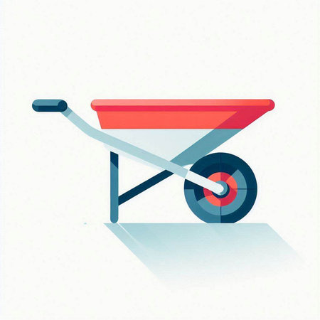 Wheelbarrow flat icon. Vector illustration of wheelbarrow.のイラスト素材