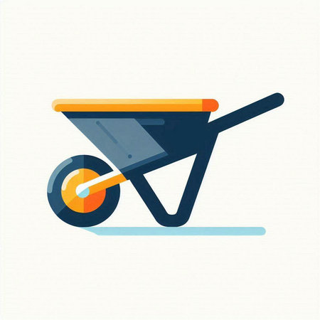 Wheelbarrow icon. Flat vector illustration of wheelbarrow.のイラスト素材