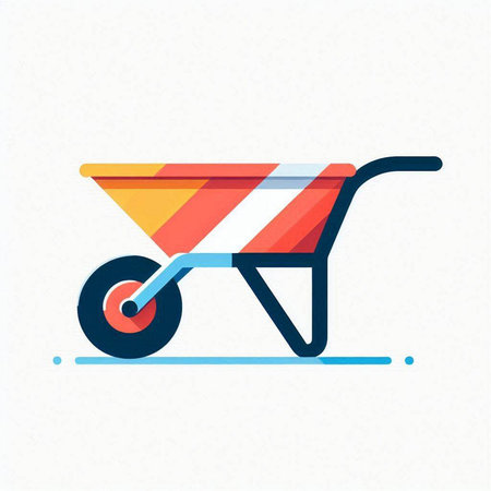 Wheelbarrow icon. Construction tool. Flat design. Vector illustrationのイラスト素材
