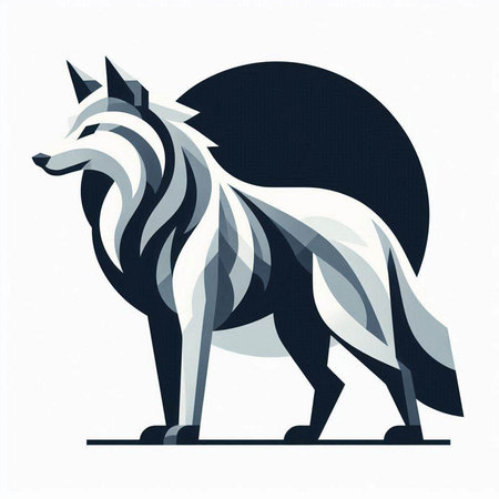 Vector image of a wolf on a background of the full moon.のイラスト素材