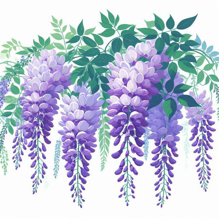 Wisteria flowers background. Watercolor painting. Vector illustration.のイラスト素材