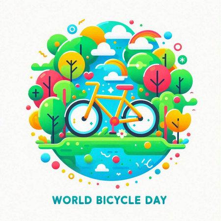 World Art Day poster with school supplies. Vector illustration in flat styleのイラスト素材