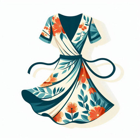 Fashionable women's coat with floral pattern. Vector illustration.のイラスト素材