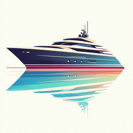 luxury yacht in the sea, vector illustration, eps10のイラスト素材
