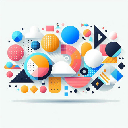 Abstract geometric background with circles and lines. Vector illustration. Eps 10のイラスト素材