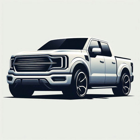 Illustration of a pick-up truck on a white background.