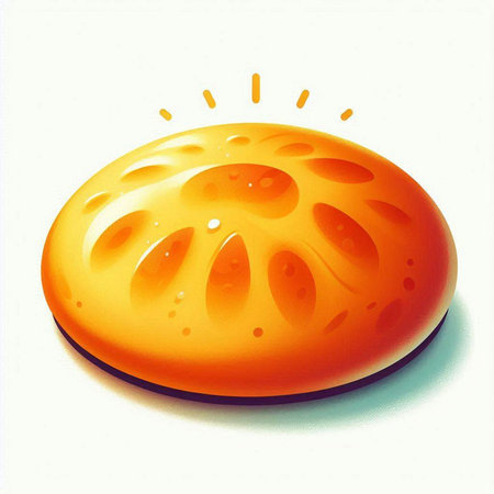 Illustration of a cheese bun on a white background with a shadow