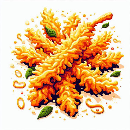 Illustration of a pile of macaroni on a white background