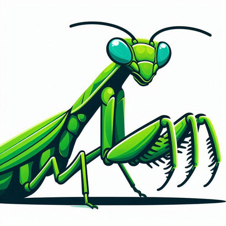 Praying mantis on a white background. Vector illustration.