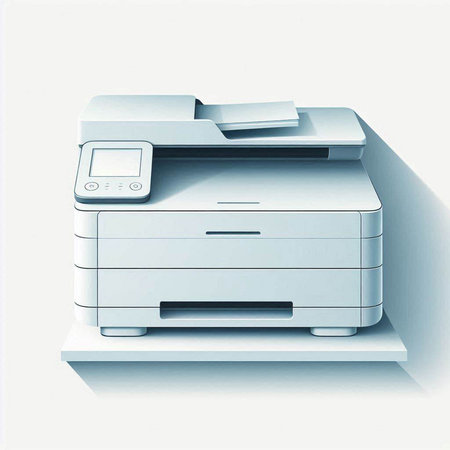 Printer isolated on a white background. 3d rendering illustration.