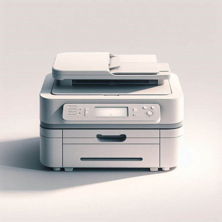 Printer isolated on a white background. 3d render illustration.