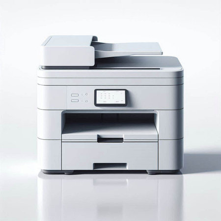 Printer isolated on a white background. 3d render. Computer