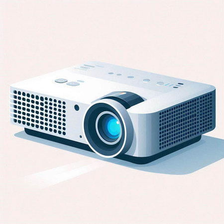 Digital projector on a white background. Vector illustration. Eps 10.