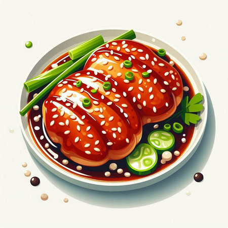 Illustration of Sesame Teriyaki Sushi with Sesame Seeds