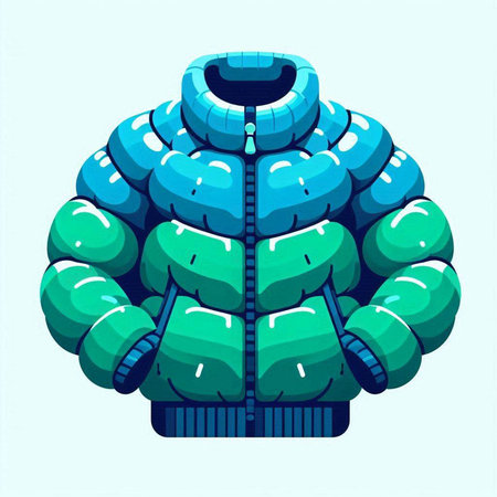 Vector illustration of a winter jacket in cartoon style. Isolated on white background.