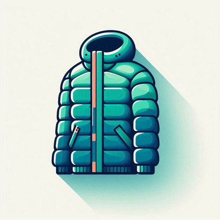 Winter coat icon, vector illustration. Flat design style with long shadow