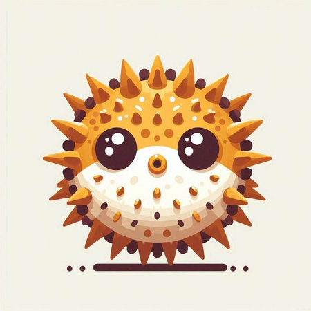 Cute cartoon sea urchin. Vector illustration isolated on white background.