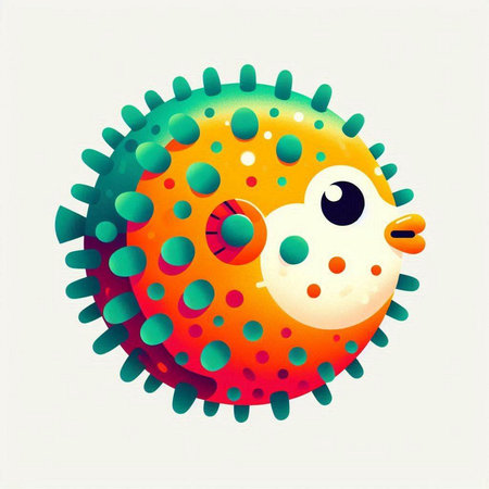 Cartoon virus, vector illustration, isolated on a white background.