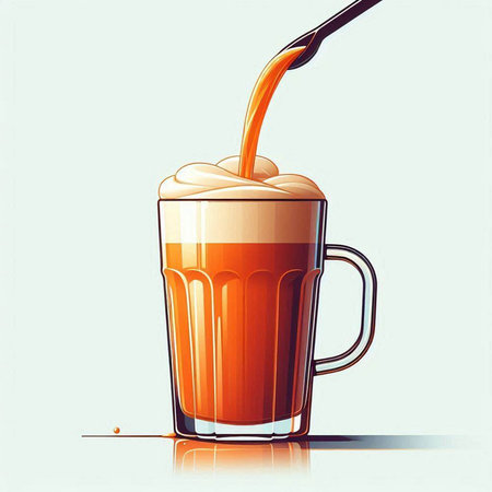 Illustration of a cup of coffee with milk on a white background
