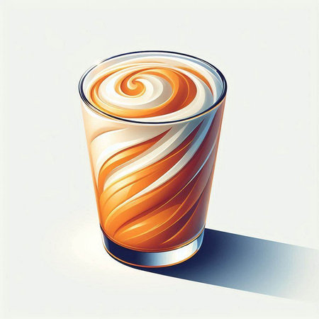 Illustration of a glass of cappuccino with a swirl