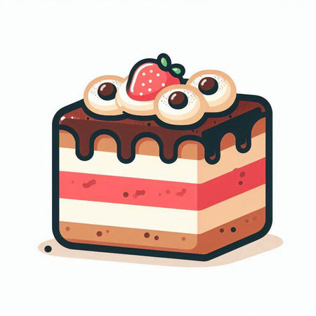 Cake doodle isolated on white background. Vector illustration.