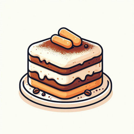 Cake with cream and chocolate. Vector illustration in retro style.