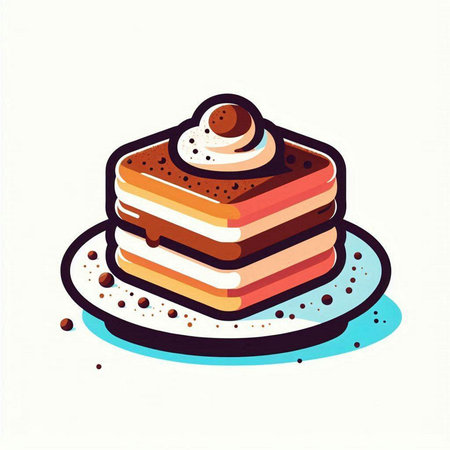Illustration of a cake with whipped cream on a white background.