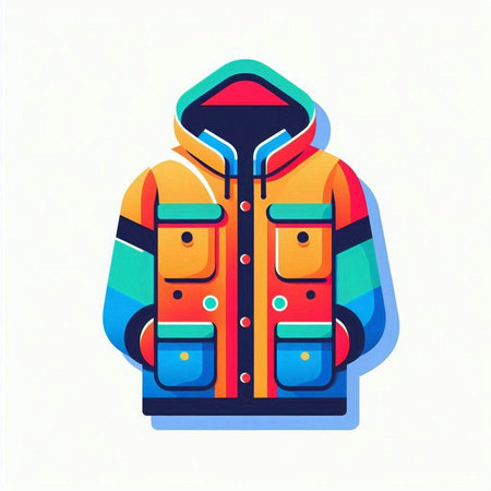 Winter jacket vector icon isolated on white background. Colorful illustration of winter jacket.