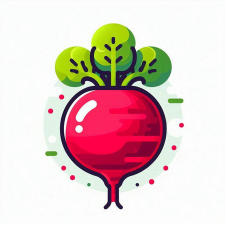 Beetroot vector icon. Vector flat illustration of red radish isolated on white background.