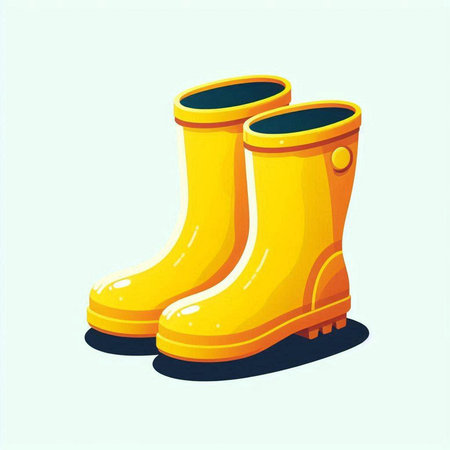 Rubber boots. Yellow rubber boots. Vector illustration in cartoon style.