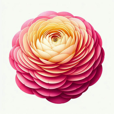 Beautiful pink and yellow rose isolated on white background. Vector illustration.